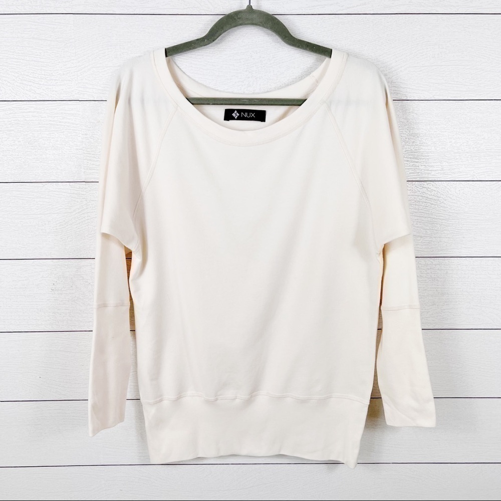 𝅺NUX Active Sweatshirt Lightweight Ivory Long Sleeve Large